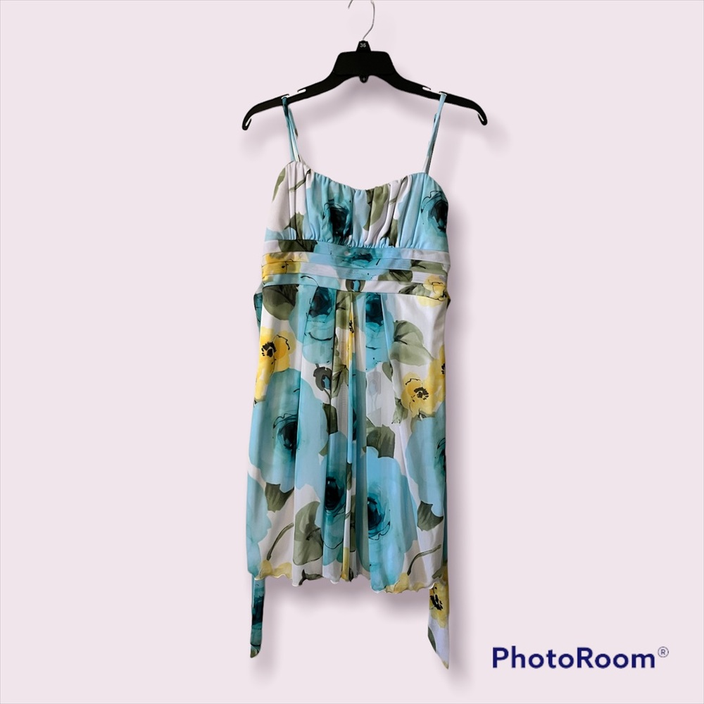 Sky Blue Floral Midi Dress